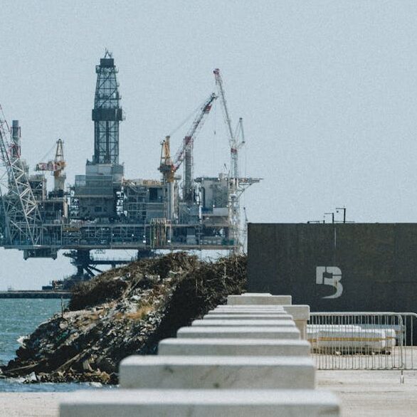 View of an Oil Rig near the Shore